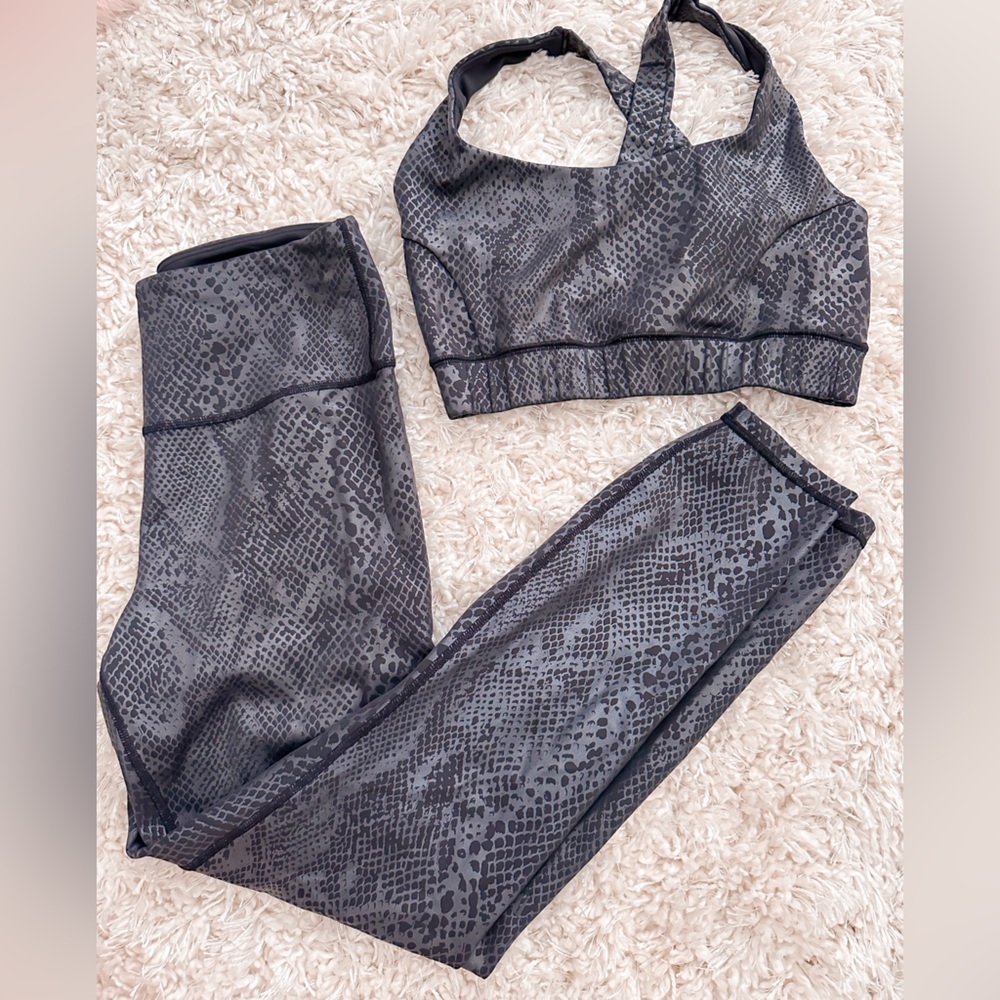 IVL metallic snake print workout set